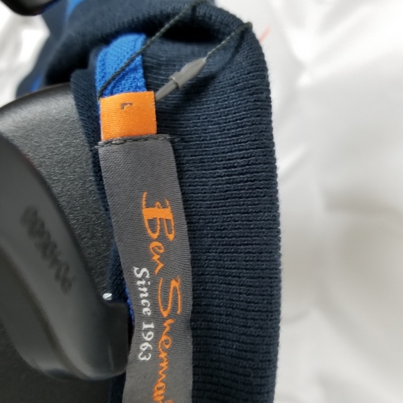 BEN SHERMAN MENS Lg NAVY BLUE PIQUE COTTON POLO - Picture 5 of 5